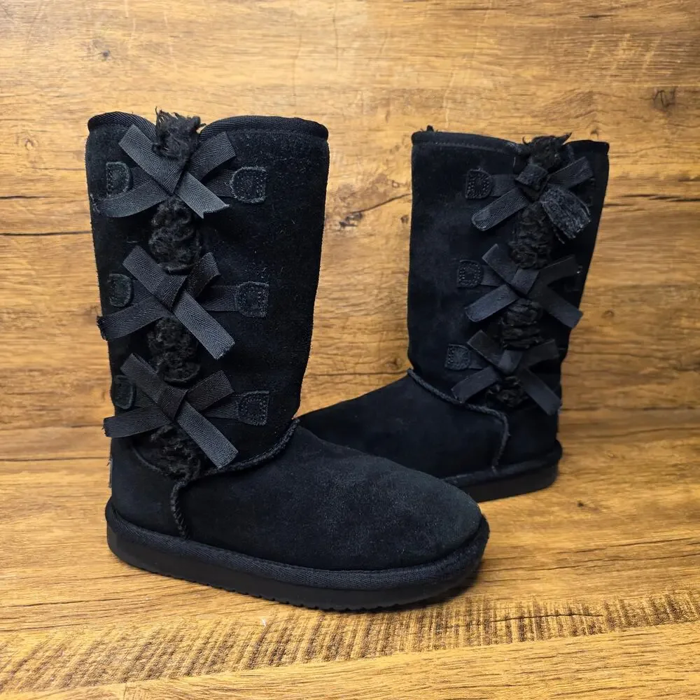 Koolaburra by UGG victoria tall black Triple Bow Suede Mid calf boots size 13